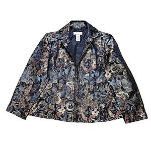 Draper & Damons Petite PS Eveningwear‎ Jacket Floral Jaquard Gold Shimmer Art